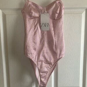 Zara Light Pink Floral Bodysuit
